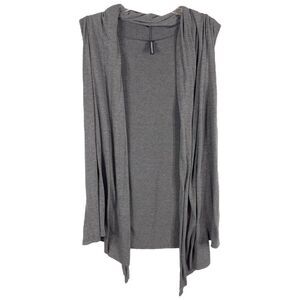 Jason Maxwell Plus Size 2X Shrug Open‎ Front Sleeveless Gray Knit Waterfall 101
